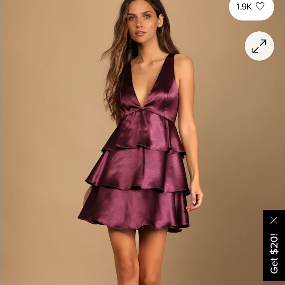 Lulu's Deep Purple Satin Tiered Mini Dress